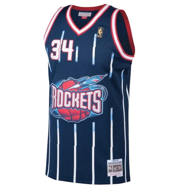 Maillot NBA Hakeem Olajuwon Houston Rockets 1996-97 Mitchell & ness Hardwood Cla 4/5