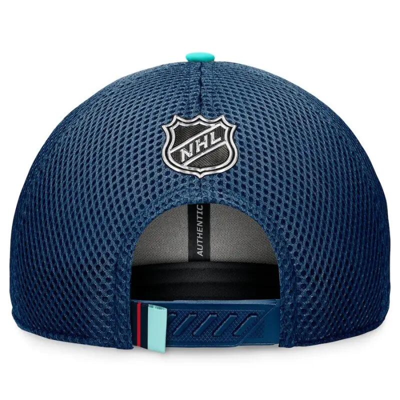 Casquette NHL Seattle Kraken Fanatics Authentic Pro Draft 2024 Trucker Bleu mari 3/3