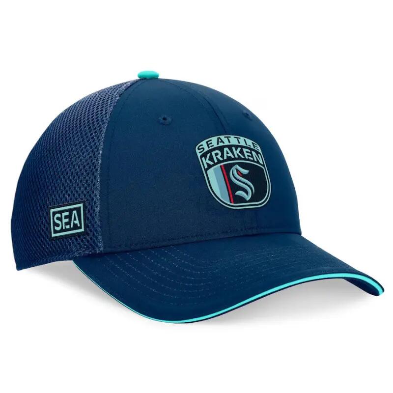 Casquette NHL Seattle Kraken Fanatics Authentic Pro Draft 2024 Trucker Bleu mari 2/3