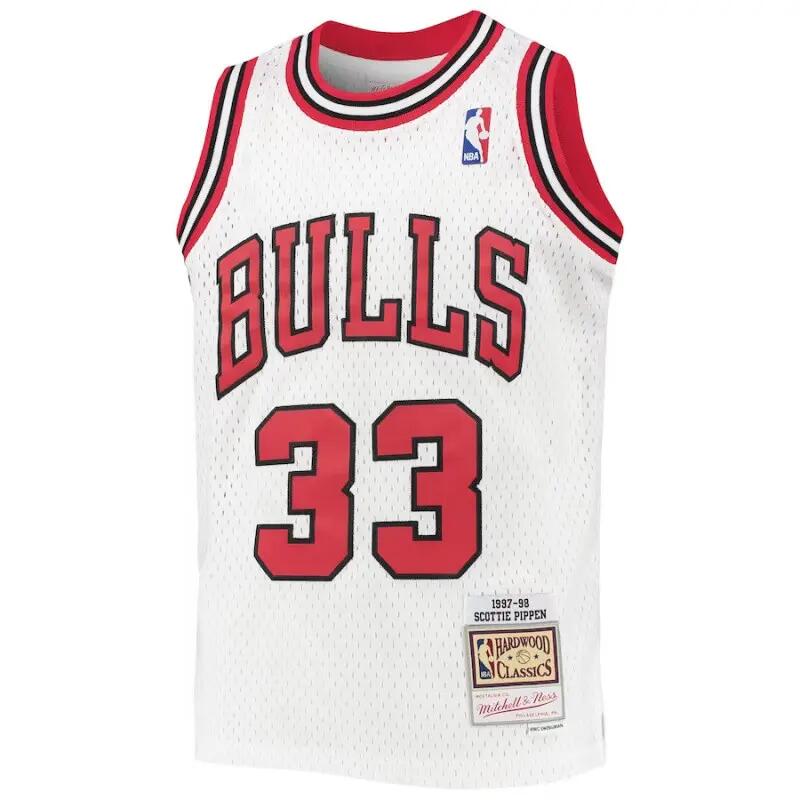 Maillot NBA Scottie Pippen Chicago Bulls 1997-98 Mitchell & Ness Blanc Pour enfa 2/3