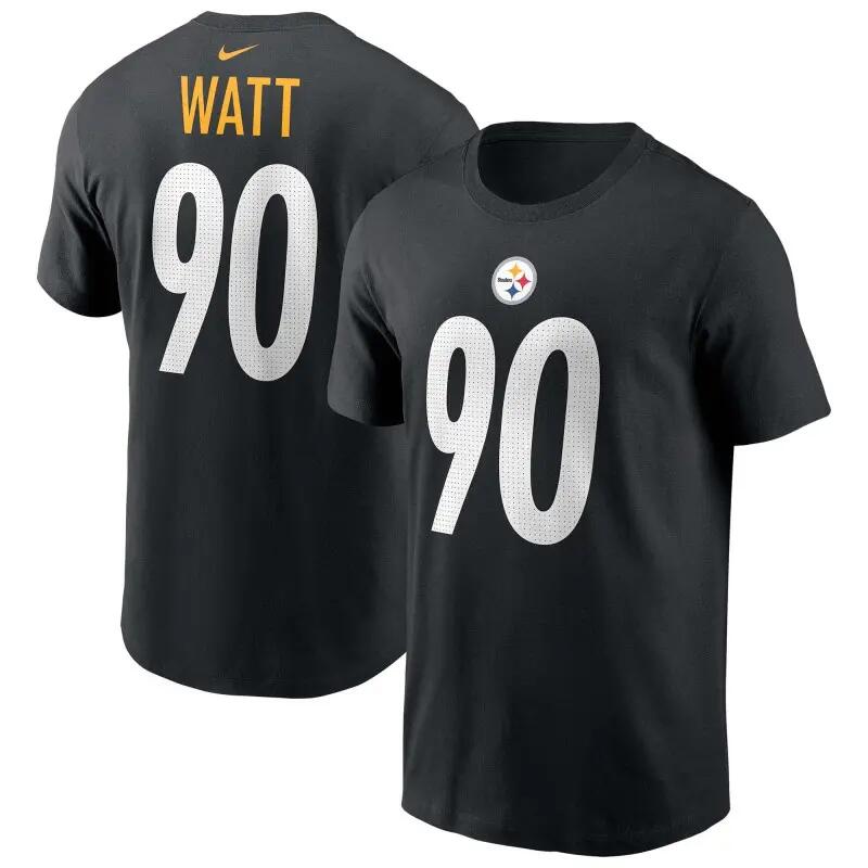 T-shirt NFL T.J. Watt Pittsburgh Steelers Nike player Noir 3/5