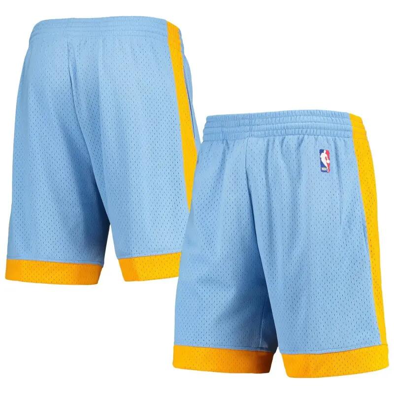 Short NBA Los Angeles Lakers 2001-02 Mitchell & Ness Swingman Bleu 3/3