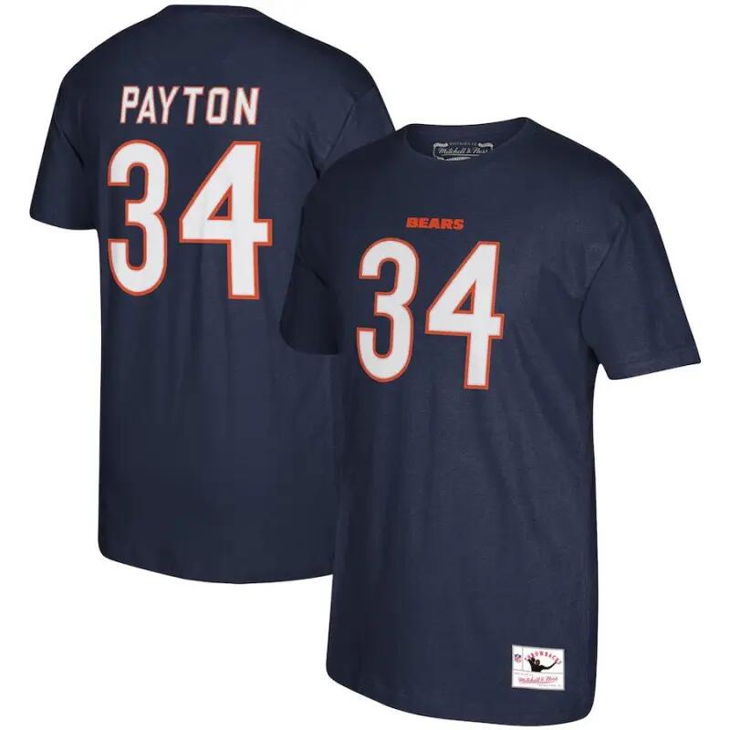 T-shirt NFL Walter Payton Chicago Bears Mitchell & Ness player Bleu marine 3/3