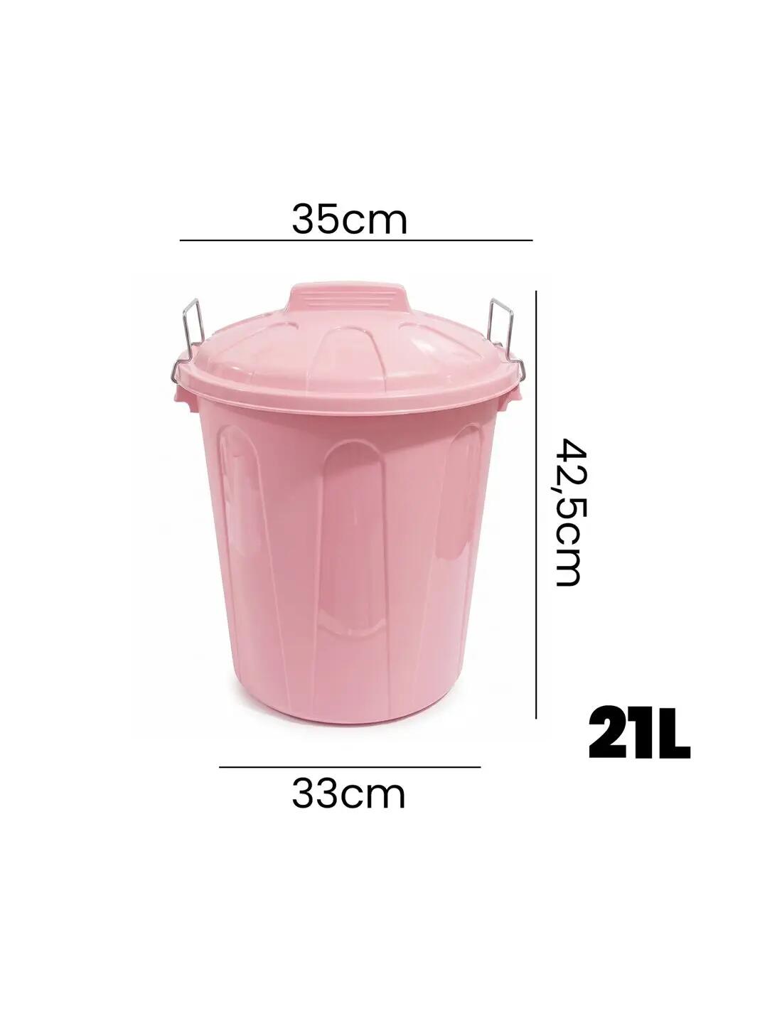 Cubo Basura Plástico con Tapa | Alta Res JARDIN202 Rosa 21 litros 2/5