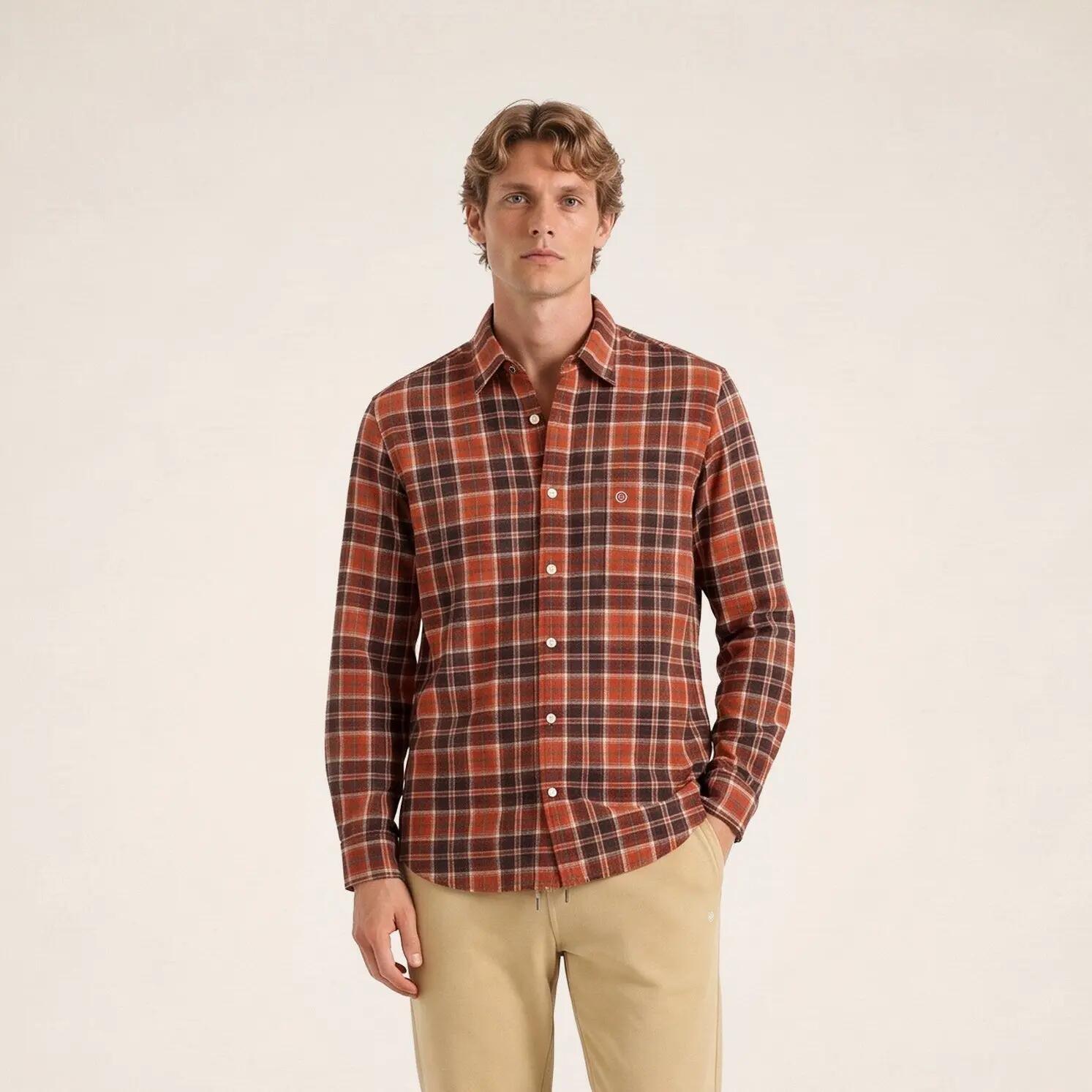 Camisa de manga larga de algodón a cuadros 2/6
