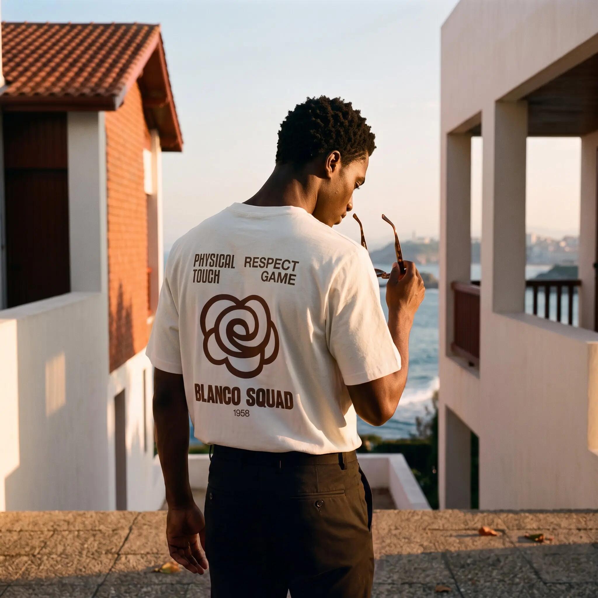T-shirt manches courtes coton imprimé dos BLANCO SQUAD blanc cassé 7/7