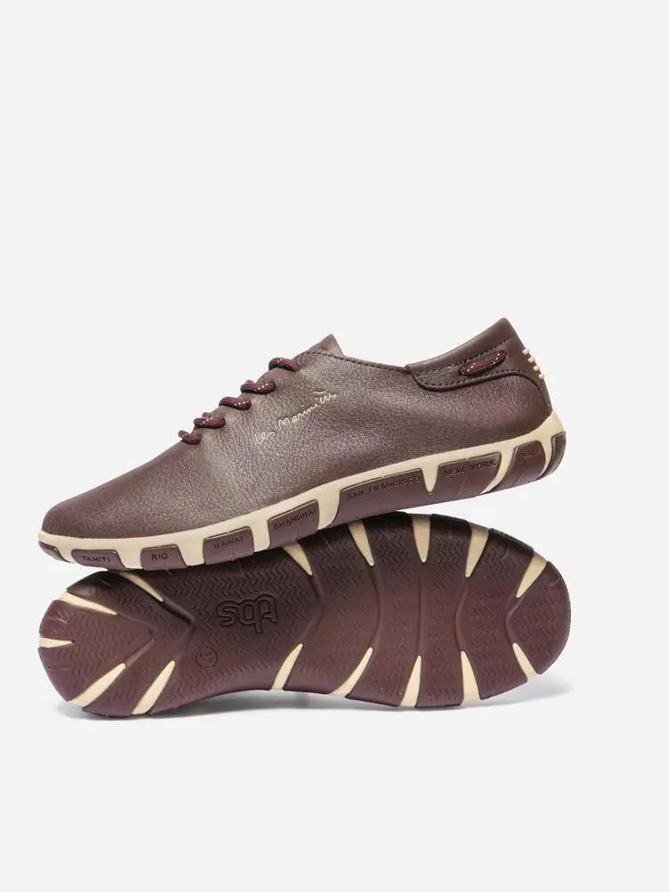 Baskets - Lifestyle - Femme - Cuir, lacets - JAZARU - Rose/rouge 4/5