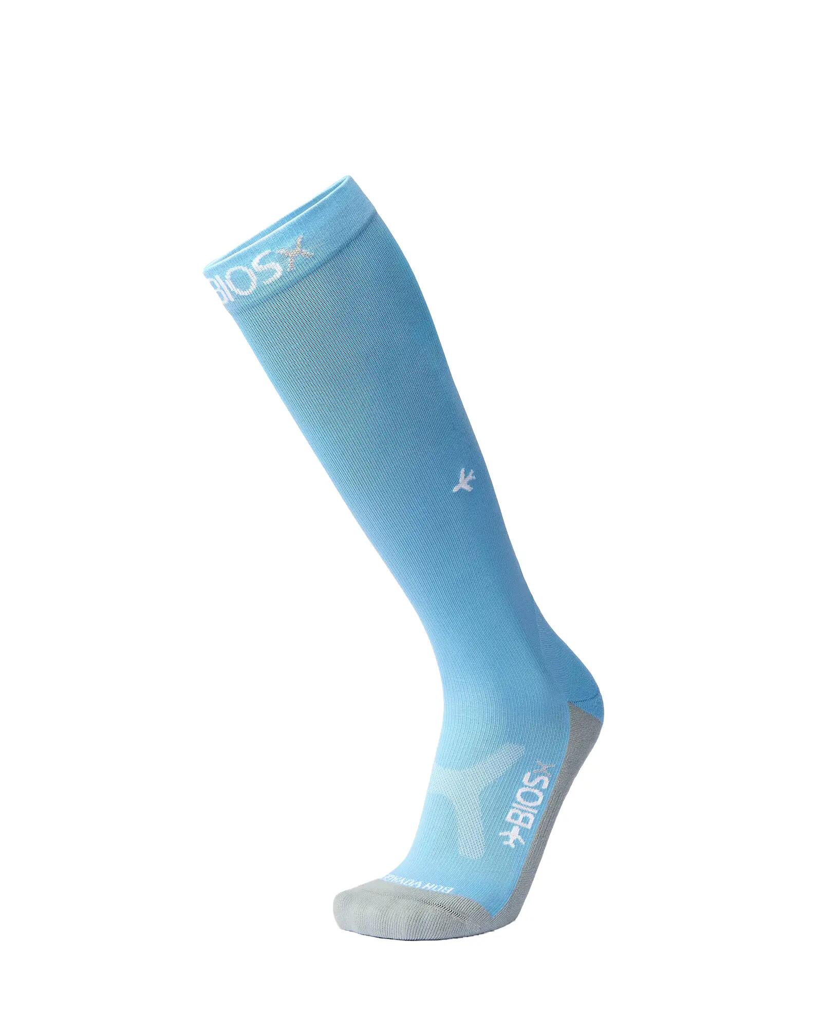 BIOSx Flight Compression Socks Organic Cotton Travel - Sky Blue - Medium