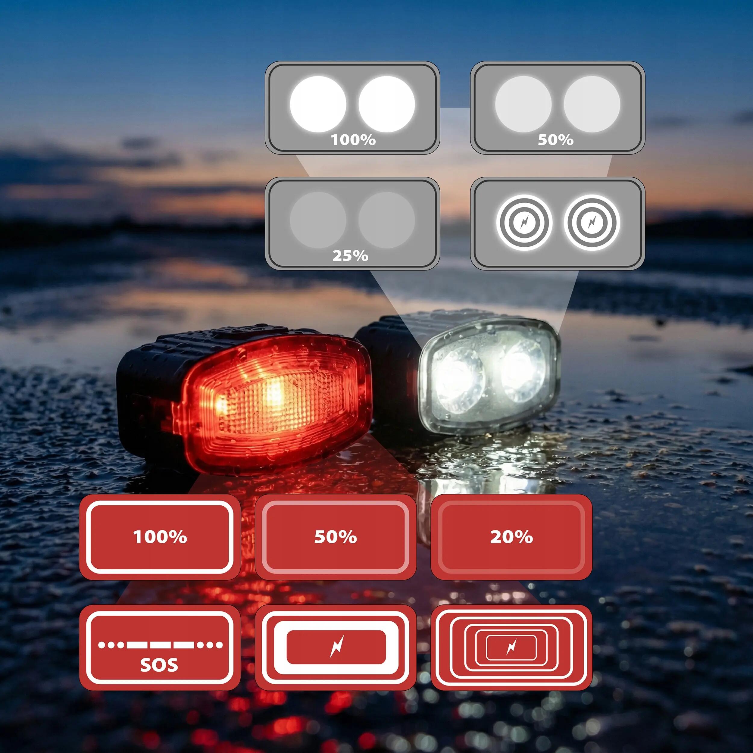 Set di luci per bici anteriore e posteriore Vayox VA0155 200 lm bianco e rosso 9/15