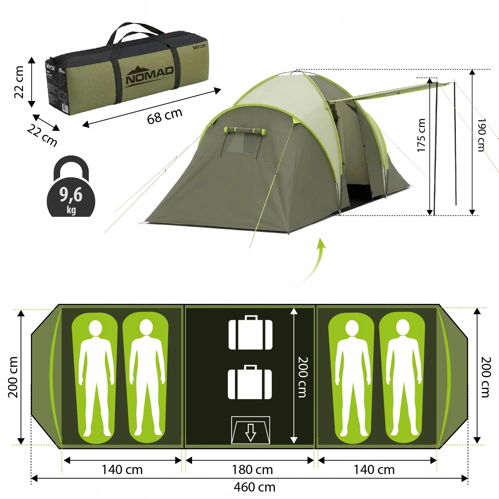 Kempingový stan Vayox VA0428 Nomad pro 4 osoby 14/16