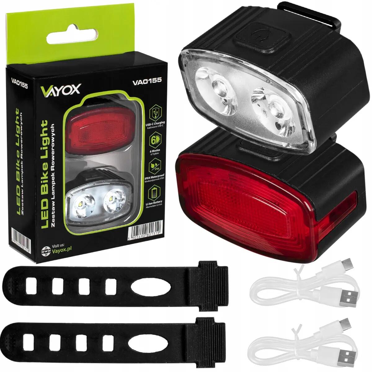 Set di luci per bici anteriore e posteriore Vayox VA0155 200 lm bianco e rosso 15/15