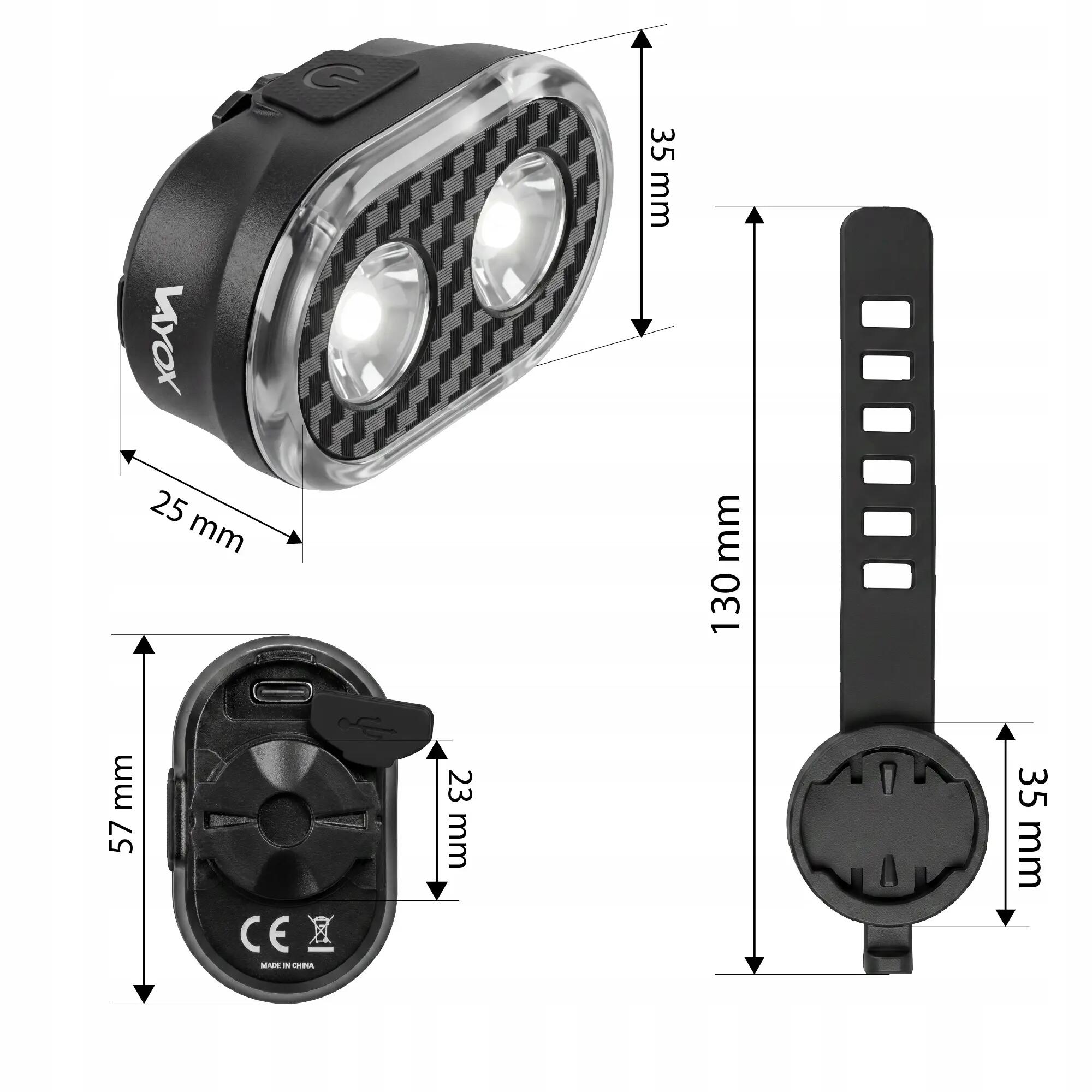 Set di luci per bicicletta anteriore e posteriore Vayox VAF300 + VAR60 USB-C 12/16