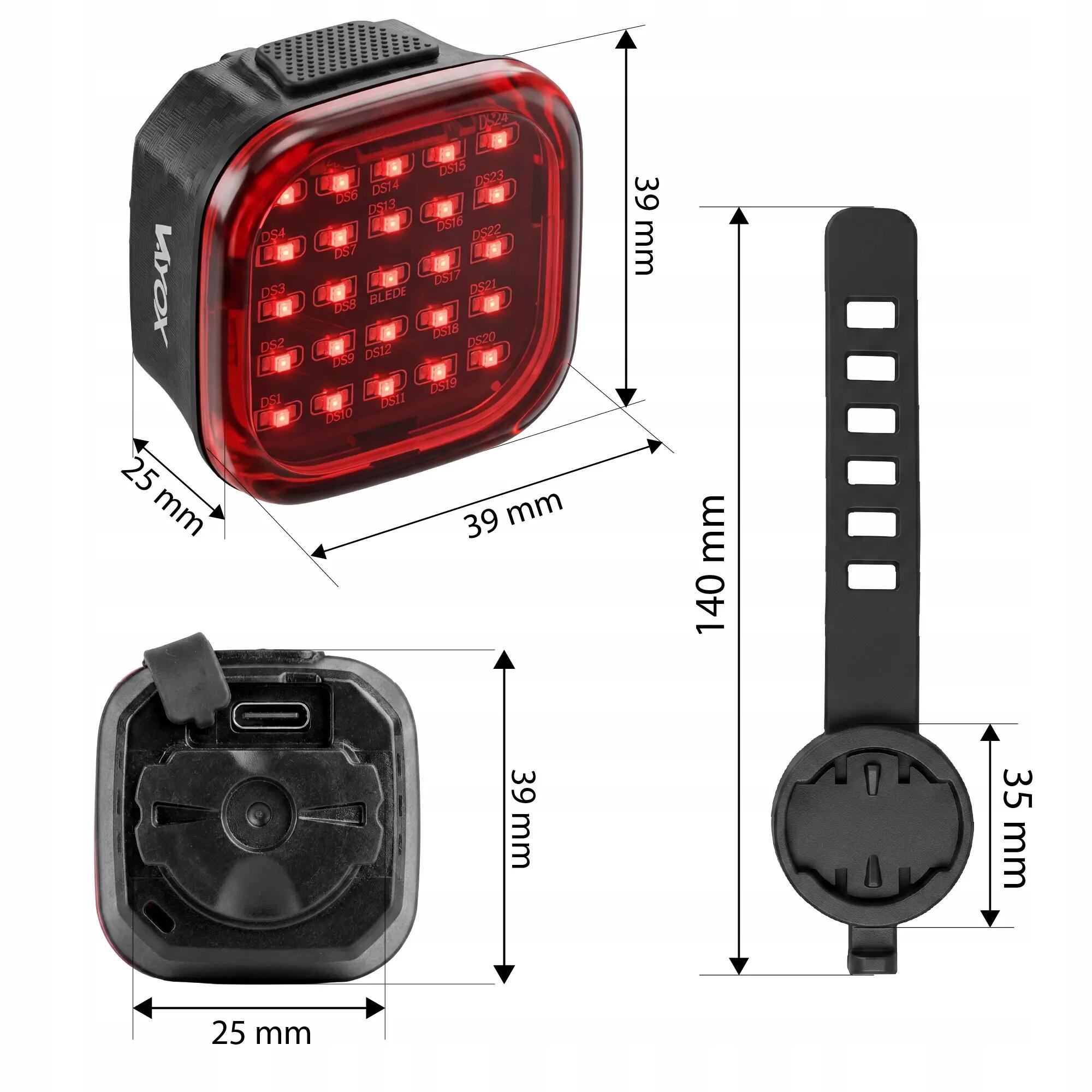 Set di luci per bicicletta anteriore e posteriore Vayox VAF300 + VAR60 USB-C 13/16