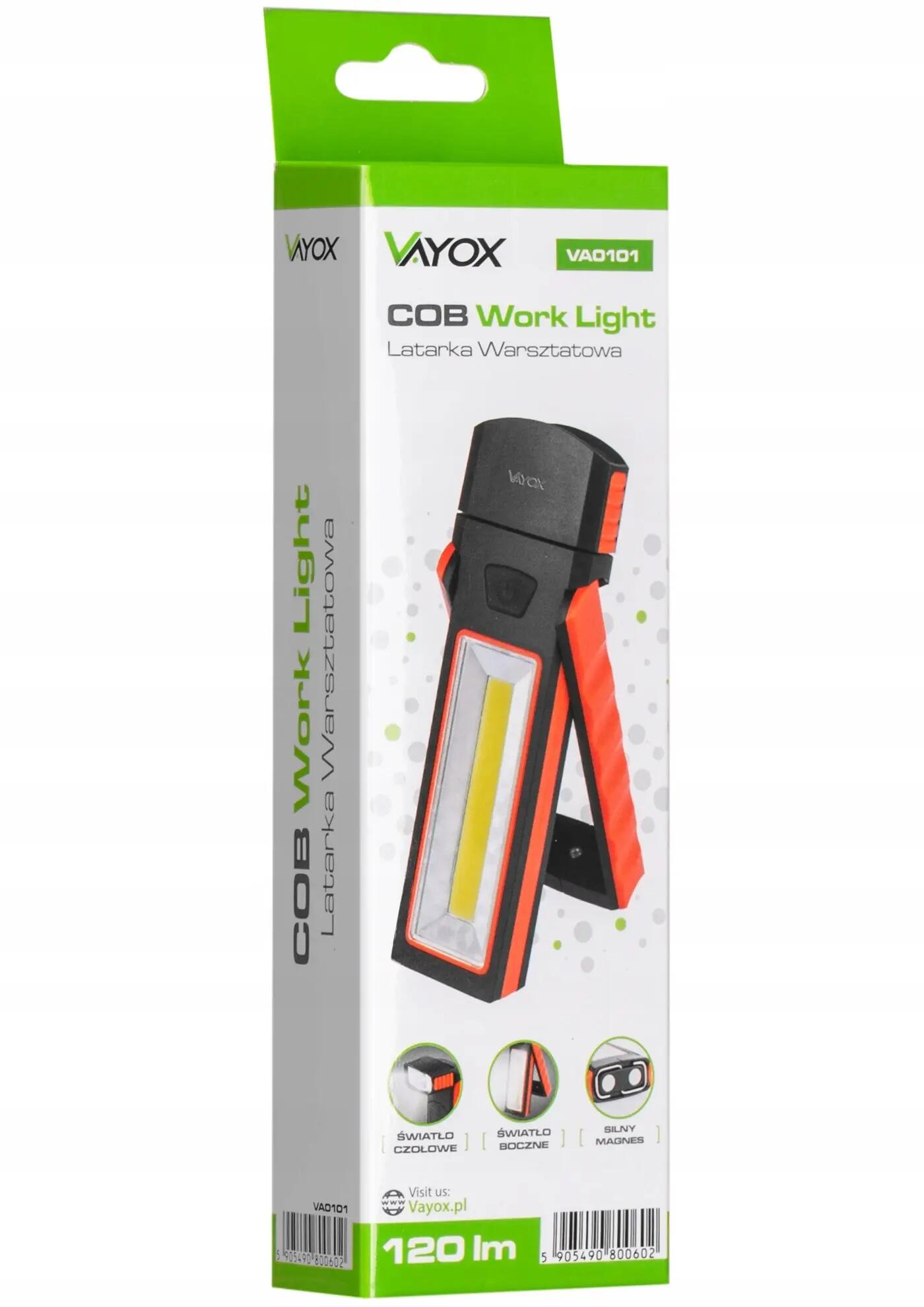 Vayox VA0101 campingzaklamp 120lm, werkt op batterijen 12/14
