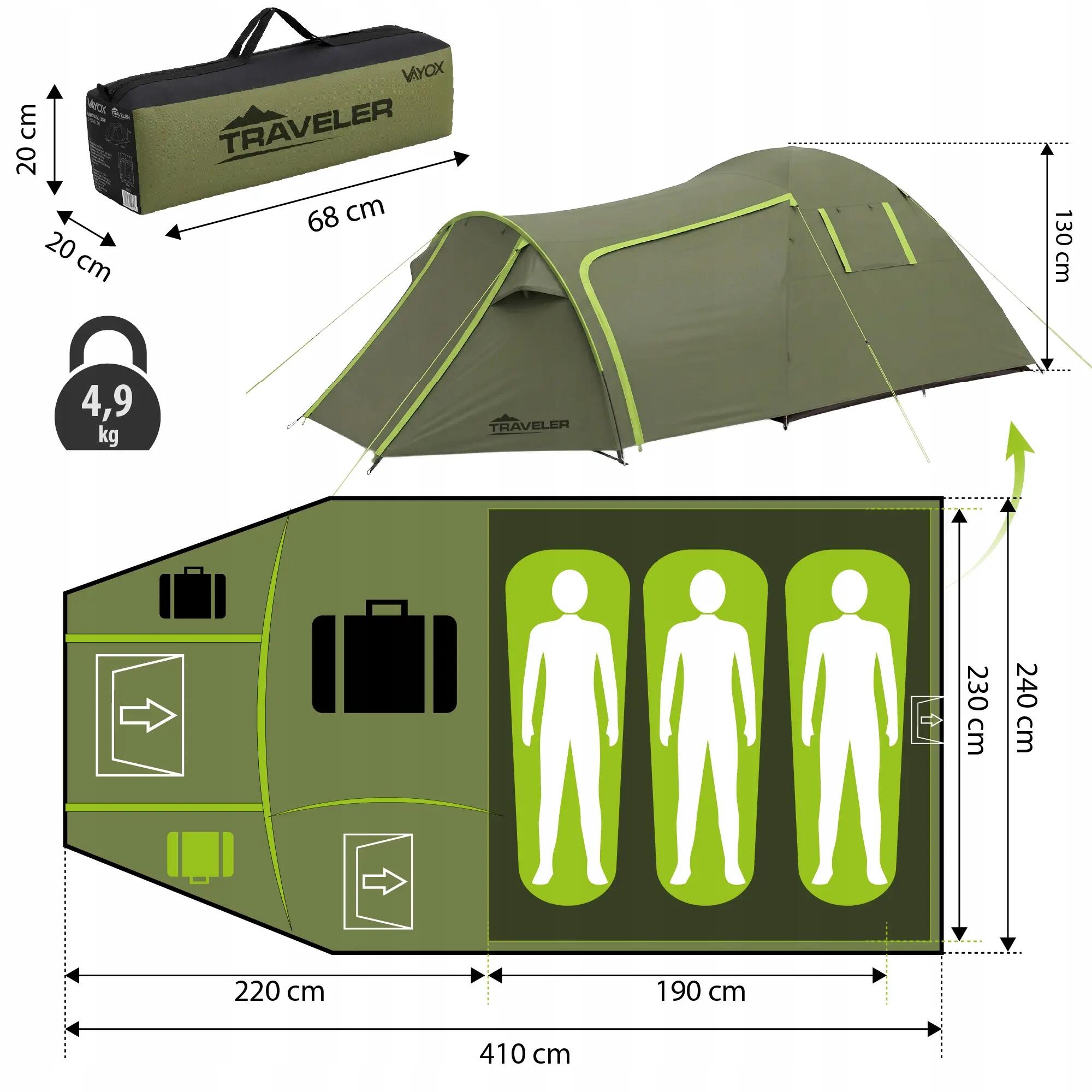 Vayox VA0429 Traveler kampeertent 3-persoons 14/15