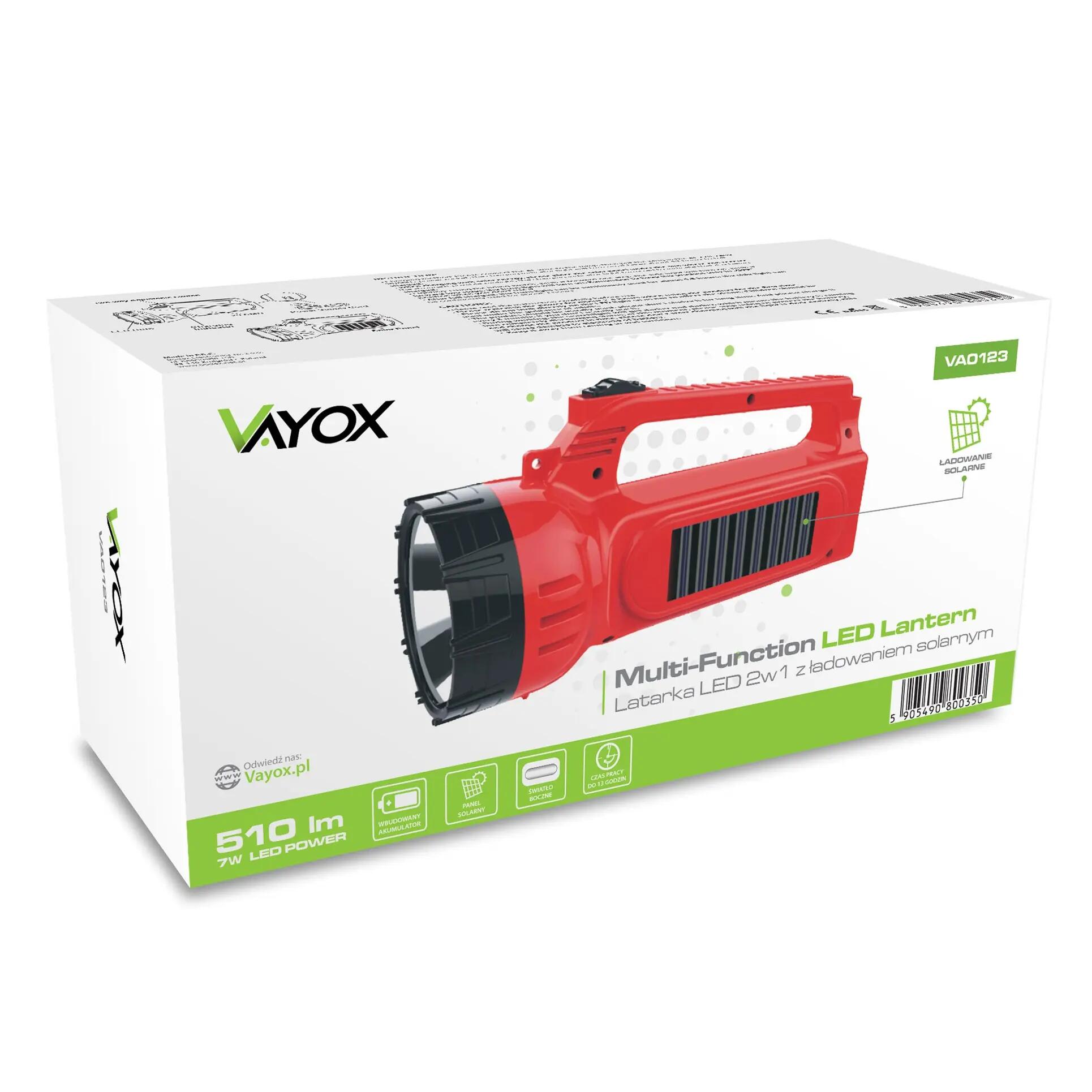 Faretto Vayox VA0123 con luce laterale e pannello solare 15/15