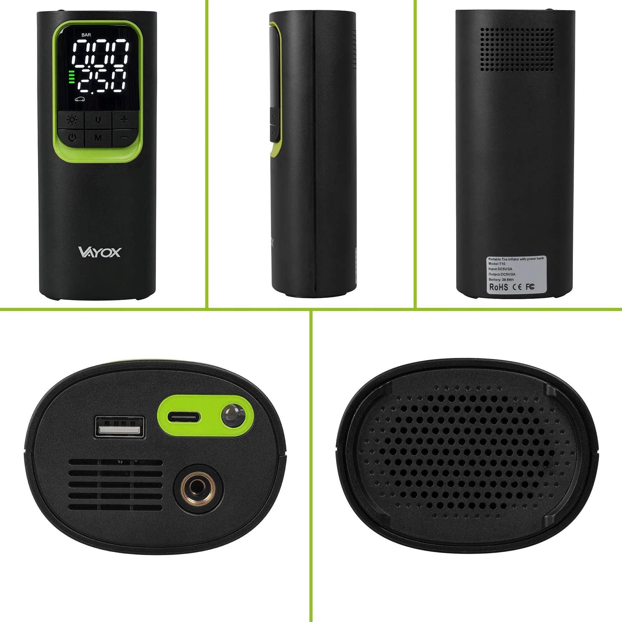 Fahrradpumpe Akku Vayox VA0410 8000mAh 10,3BAR Powerbank Kompressor 9/15