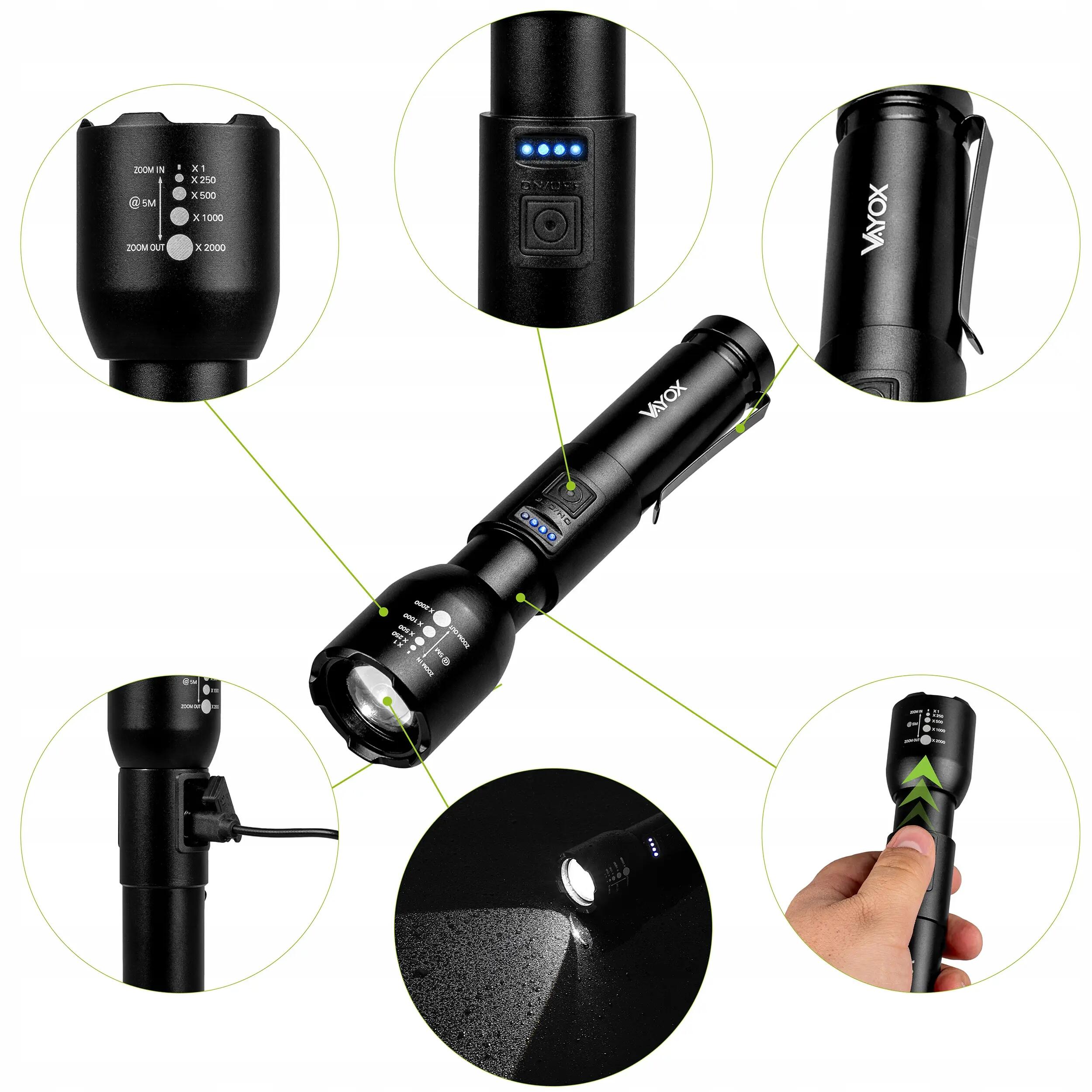 Akumulátorová svítilna VA0180, 800lm, ZOOM, klips 5/15