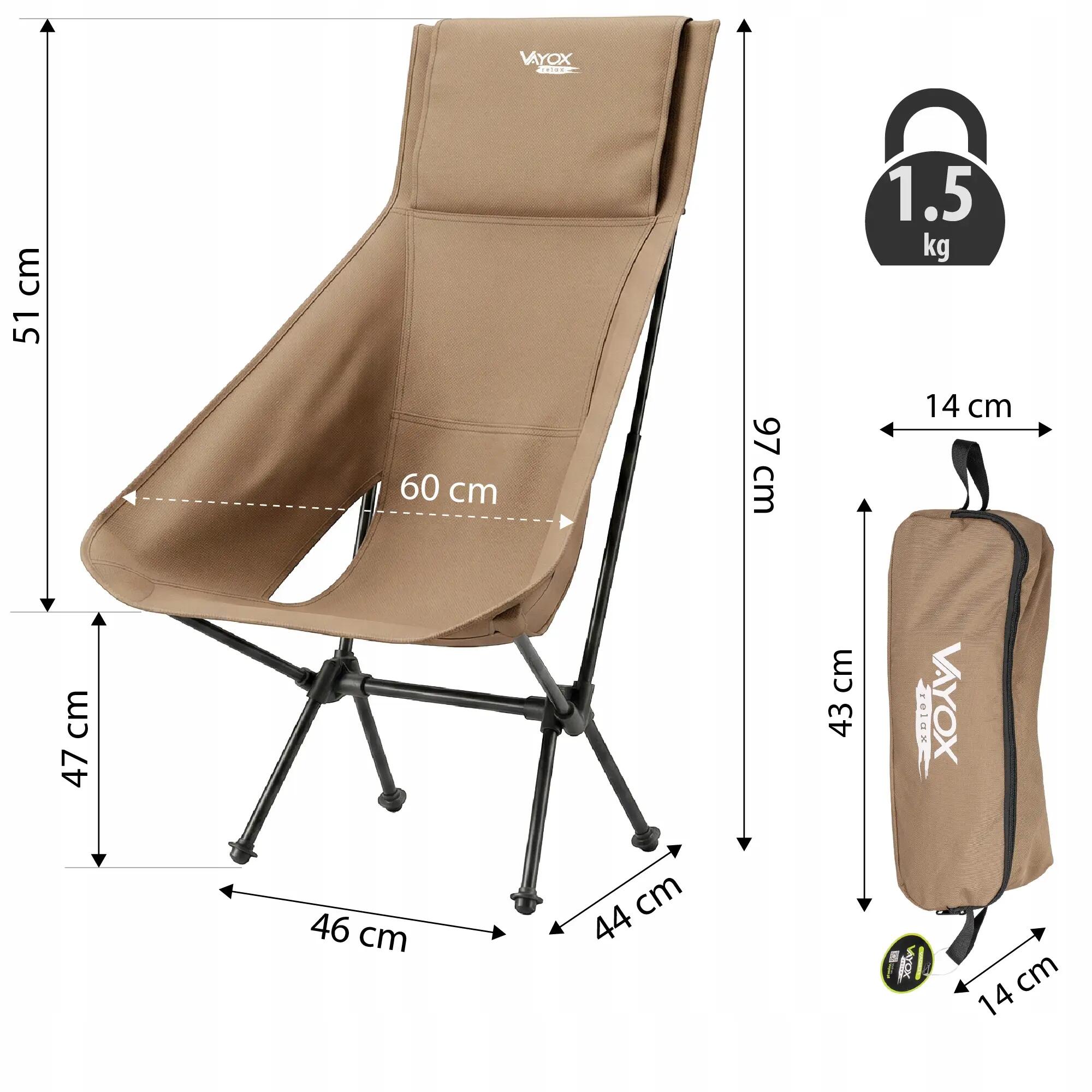 Campingstuhl Vayox VA0431 Relax klappbar 90x60x97cm 14/16