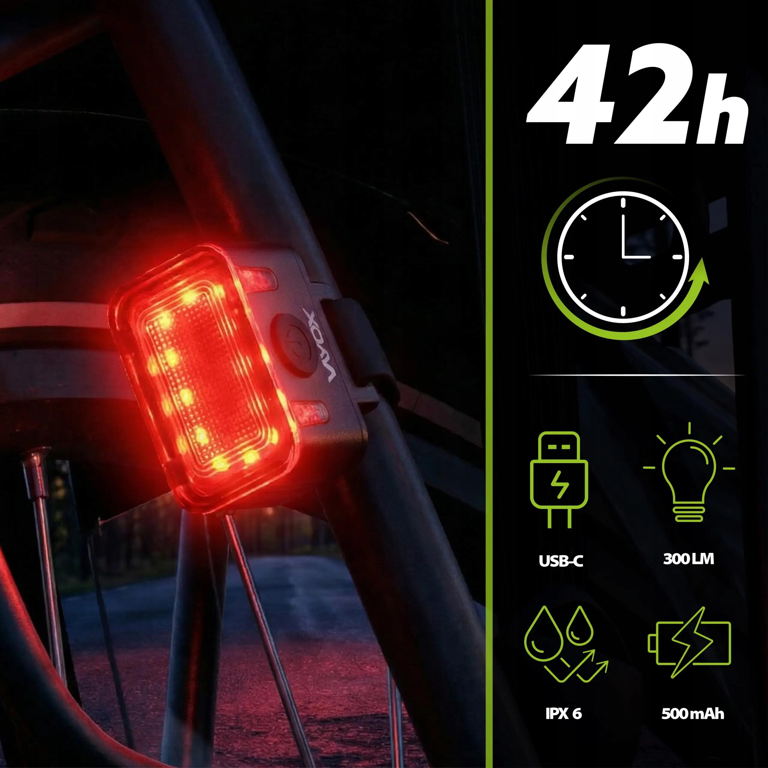 Set di luci per bici VAYOX VA0111 + VA0152 anteriore e posteriore USB-C 7/15