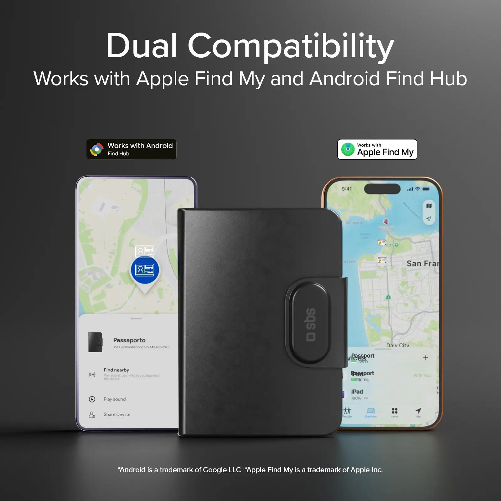Porta passaporto Track My Passport con tracker Apple Find My e Google Find Hub 4/7