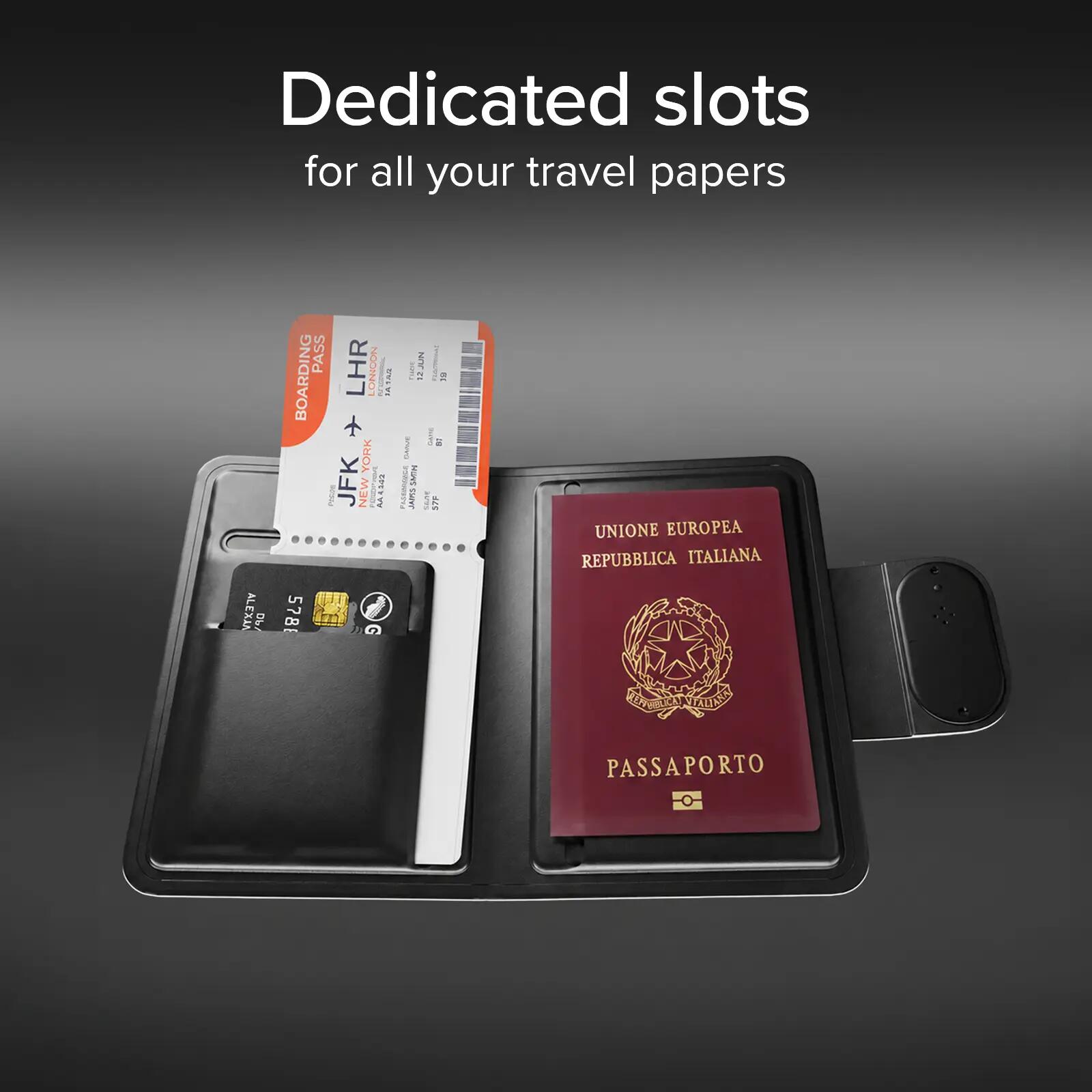 Porta passaporto Track My Passport con tracker Apple Find My e Google Find Hub 3/7