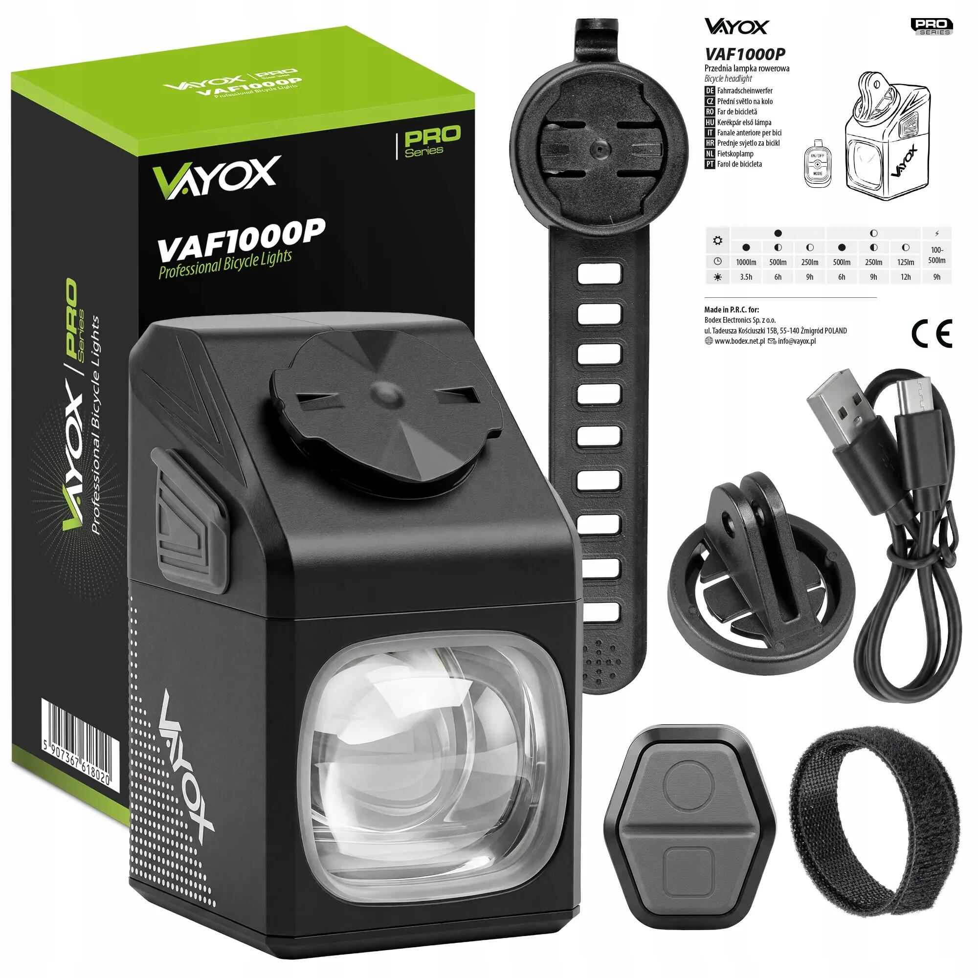 Luce anteriore per bicicletta VAF1000PRO 1000lm con telecomando USB-C 15/16