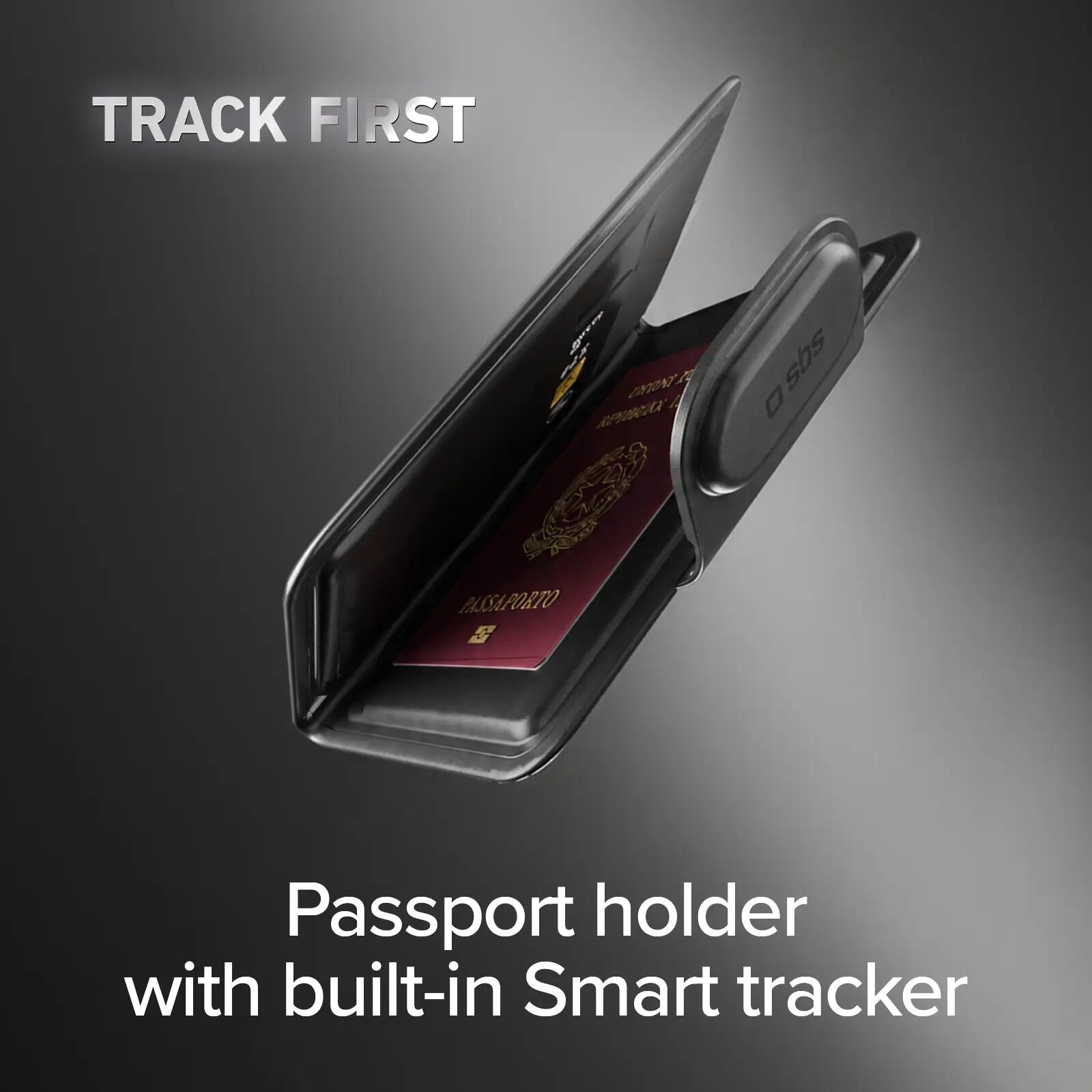 Porta passaporto Track My Passport con tracker Apple Find My e Google Find Hub 2/7