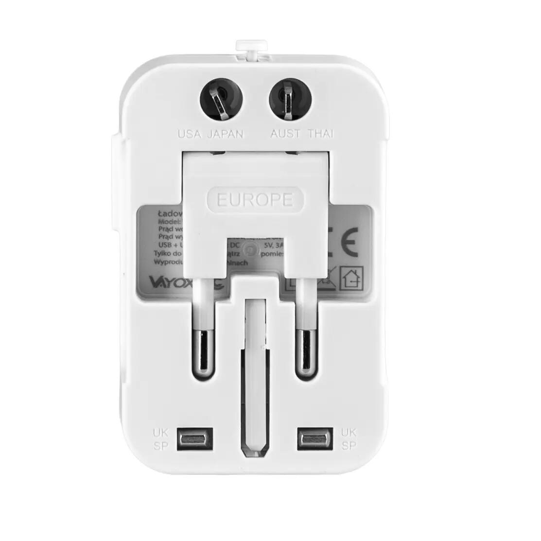 Reiseadapter Vayox VA0408 UK/US/EU/AU 20W USB-C 13/15