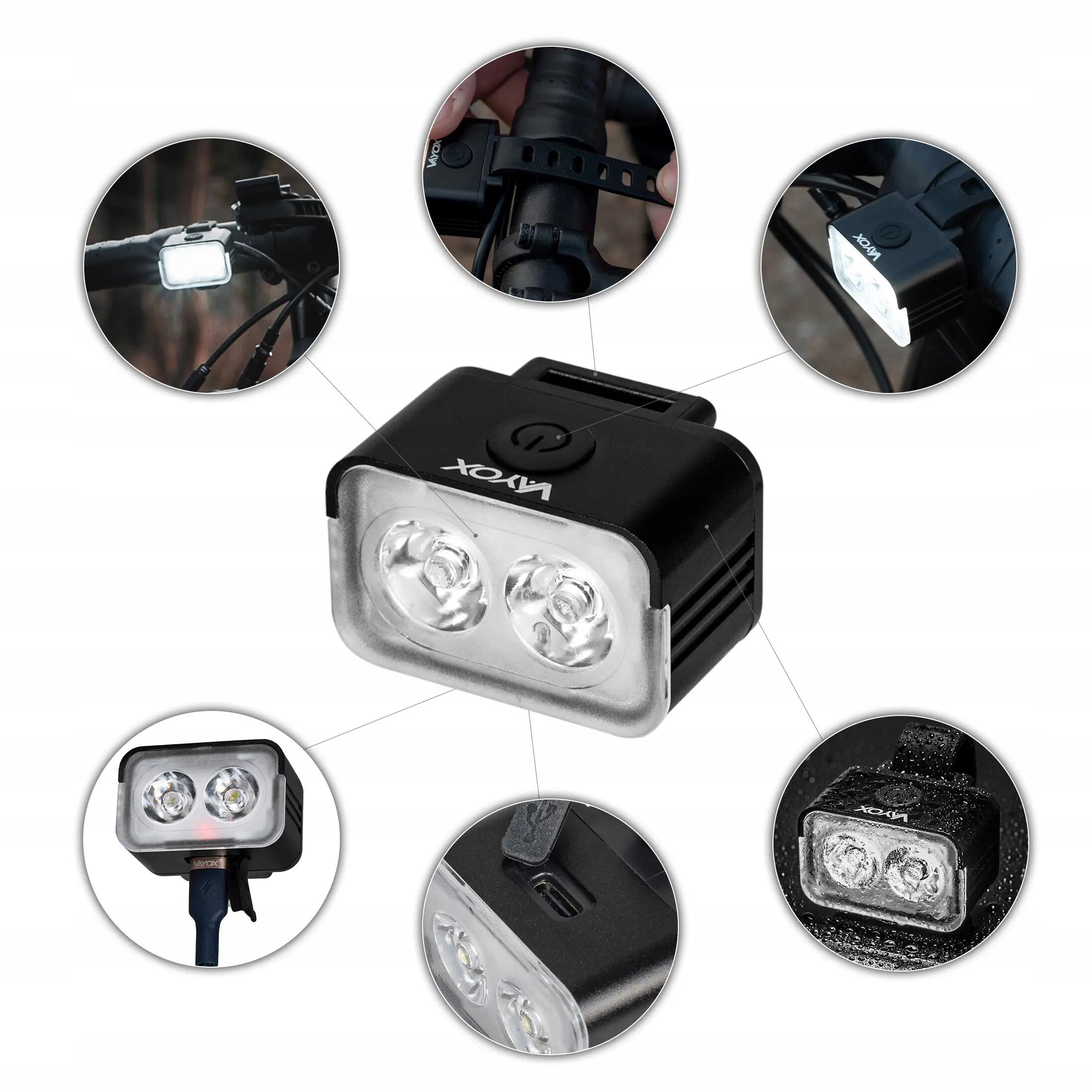 Luce anteriore per bici Vayox VA0153 300 lm, 2xLED, ricaricabile USB-C 5/15