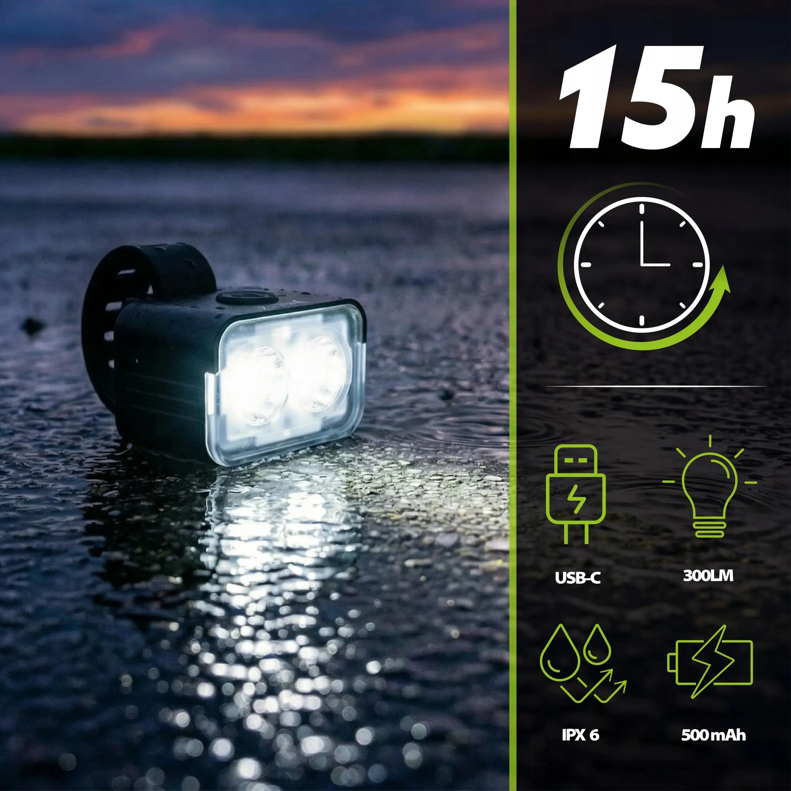 Luce anteriore per bici Vayox VA0153 300 lm, 2xLED, ricaricabile USB-C 3/15