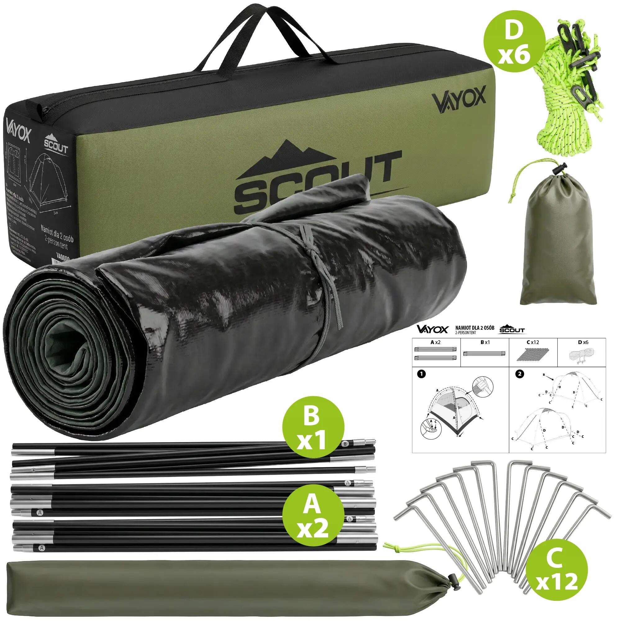 Tenda da campeggio Vayox VA0427 Scout da 2 posti 15/15