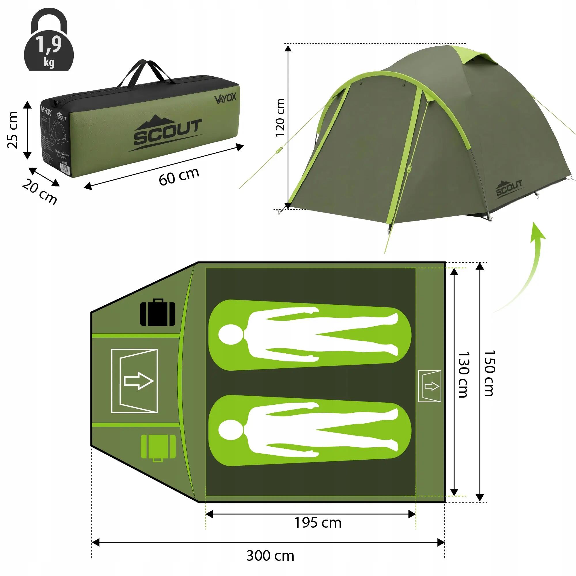 Tenda da campeggio Vayox VA0427 Scout da 2 posti 14/15