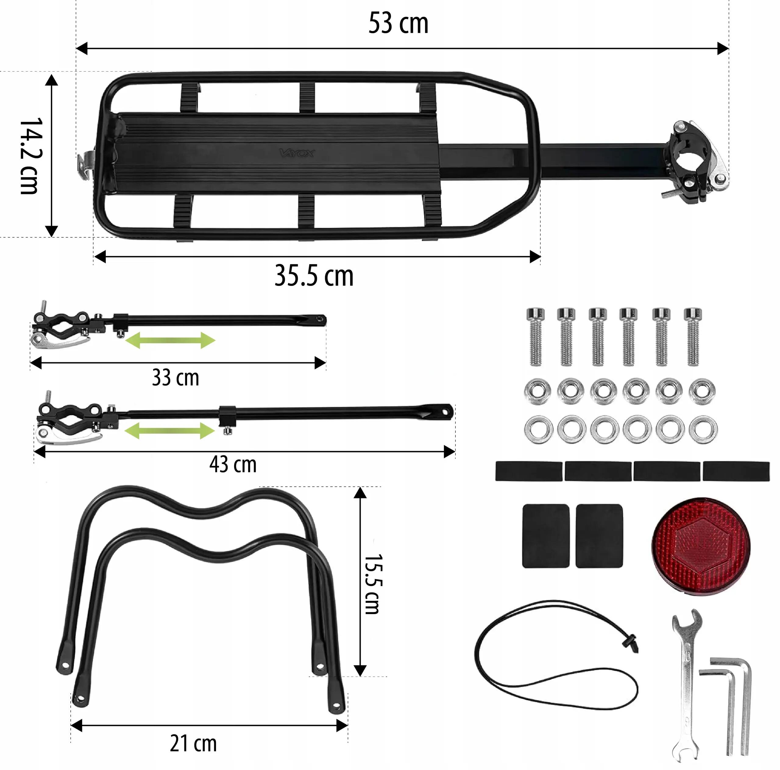 Bagageiro para bicicleta VA0352 Vayox, 50kg, de alumínio, universal 14/15