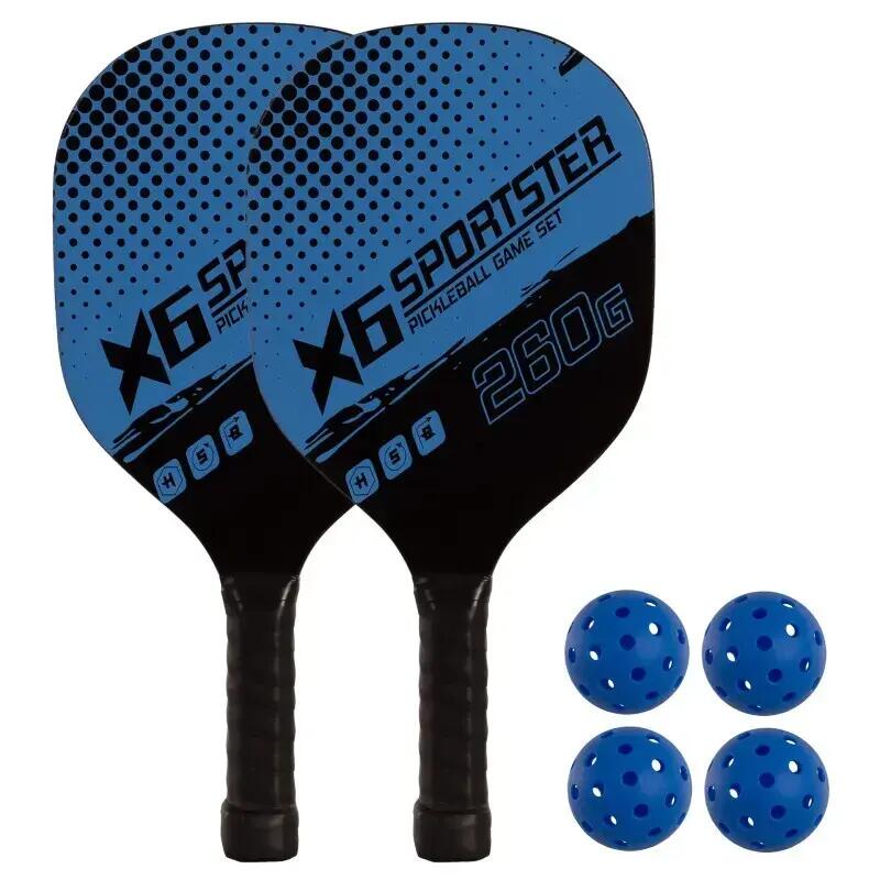 Zestaw 2 drewnianych rakiet i 4 perforowanych piłek do pickleball 2/3
