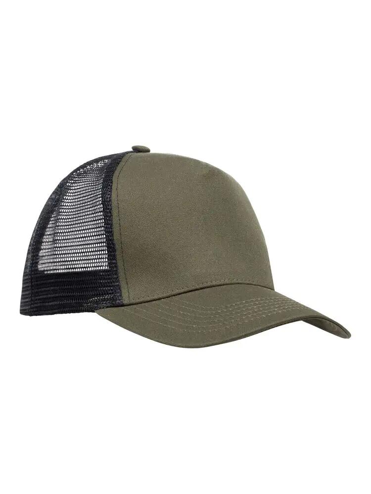 clique Trucker Cap em twill de algodão escovado e rede de poliéster 2/5