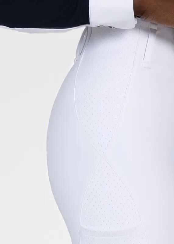 Pantalón Mujer Equitación Maximilian Aero Full Grip Blanco/Plateado 5/6