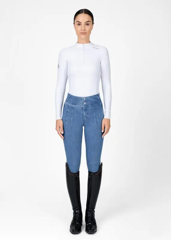 Pantalón Mujer Equitación Maximilian Vision Full Grip Denim 6/7
