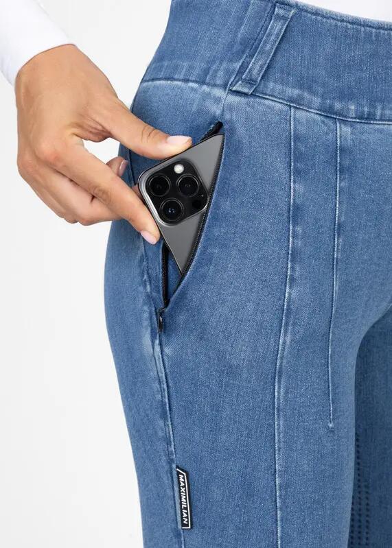 Pantalón Mujer Equitación Maximilian Vision Full Grip Denim 5/7