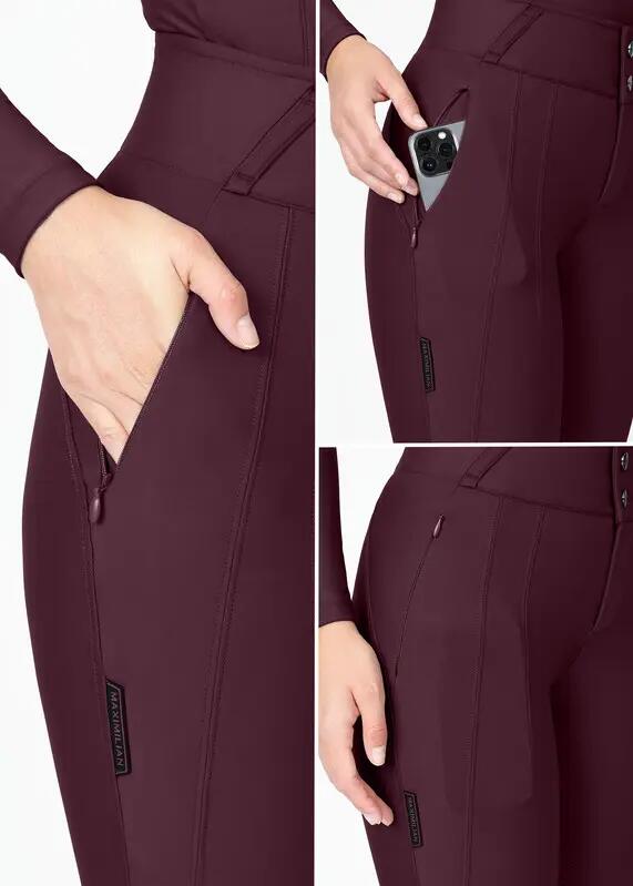 Pantalón Mujer Equitación Maximilian Vision Full Grip Burdeos 5/7