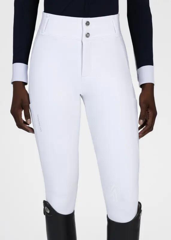 Pantalón Mujer Equitación Maximilian Aero Full Grip Blanco/Plateado 3/6