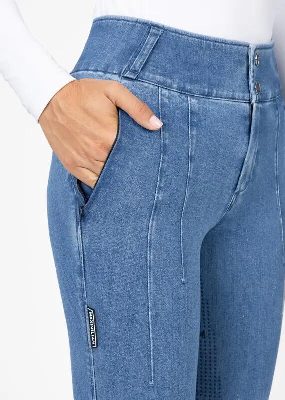 Pantalón Mujer Equitación Maximilian Vision Full Grip Denim 4/7