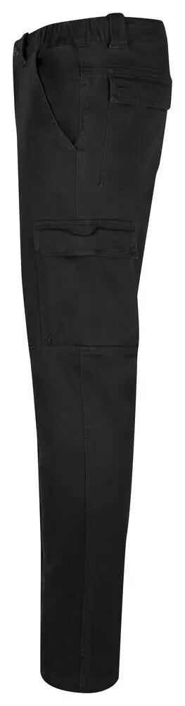 clique Cargo Pocket Stretch — pantalon cargo unisexe, coupe droite, noir 3/4