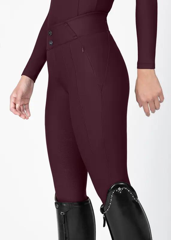 Pantalón Mujer Equitación Maximilian Vision Full Grip Burdeos 2/7