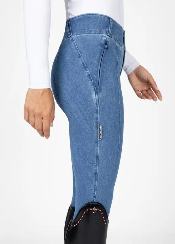 Pantalón Mujer Equitación Maximilian Vision Full Grip Denim 3/7