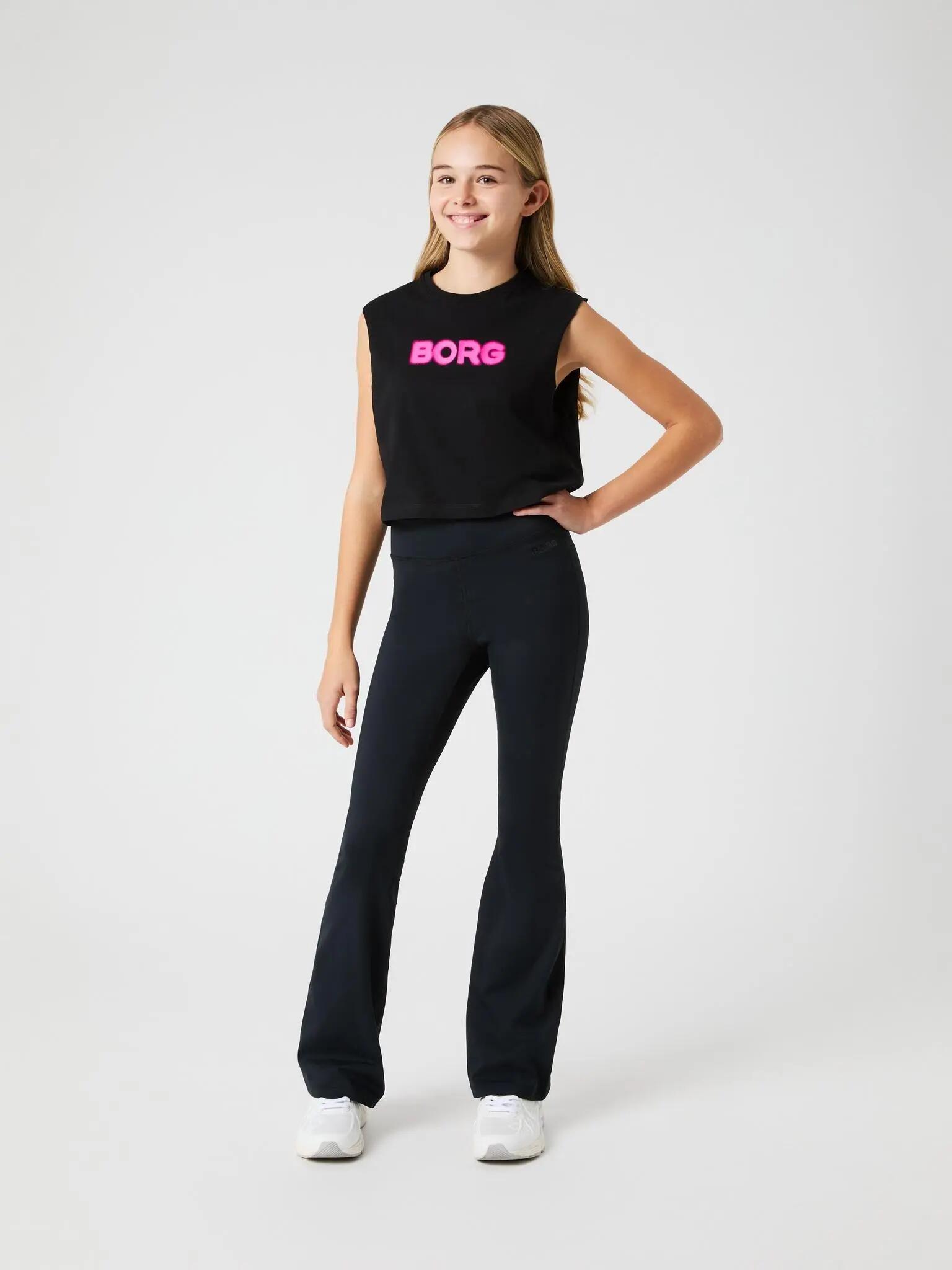 bjorn_borg BORG FLARE LEGGINGS JUNIOR van gerecycled polyester – BLACK BEAUTY 3/4