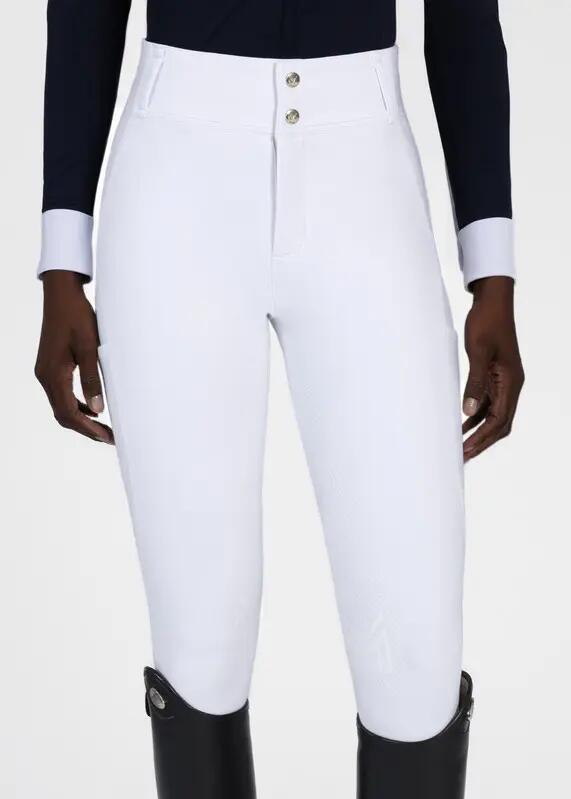 Pantalón Mujer Equitación Maximilian Aero Full Grip Blanco/Dorado 3/6