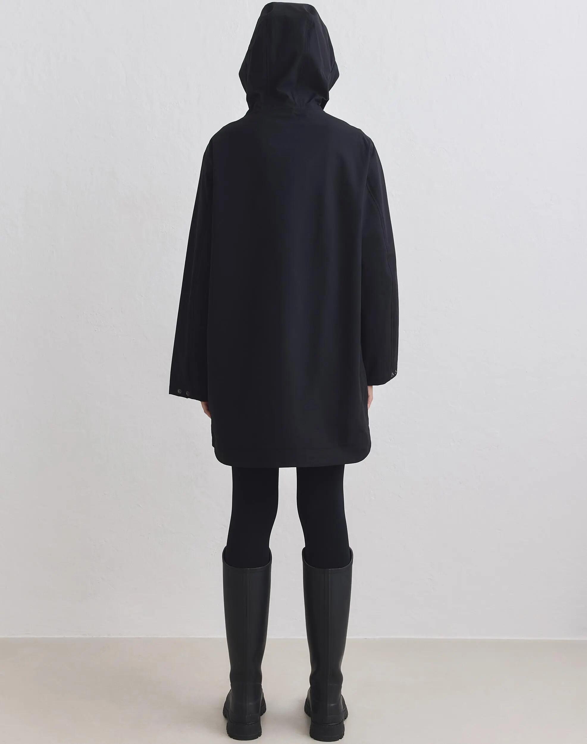 Mujer Chaqueta Impermeable con Capucha Negra 5/6