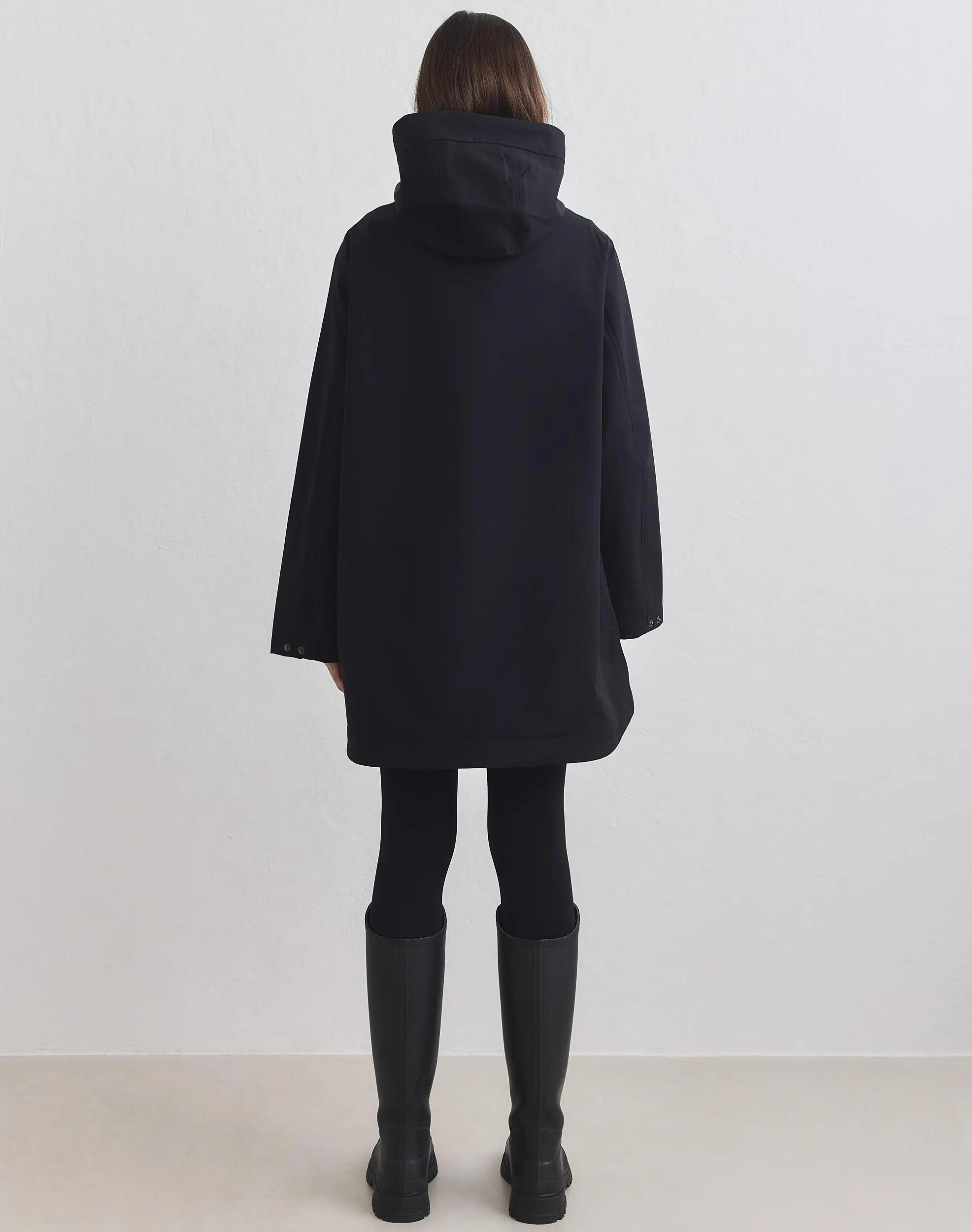Mujer Chaqueta Impermeable con Capucha Negra 2/6