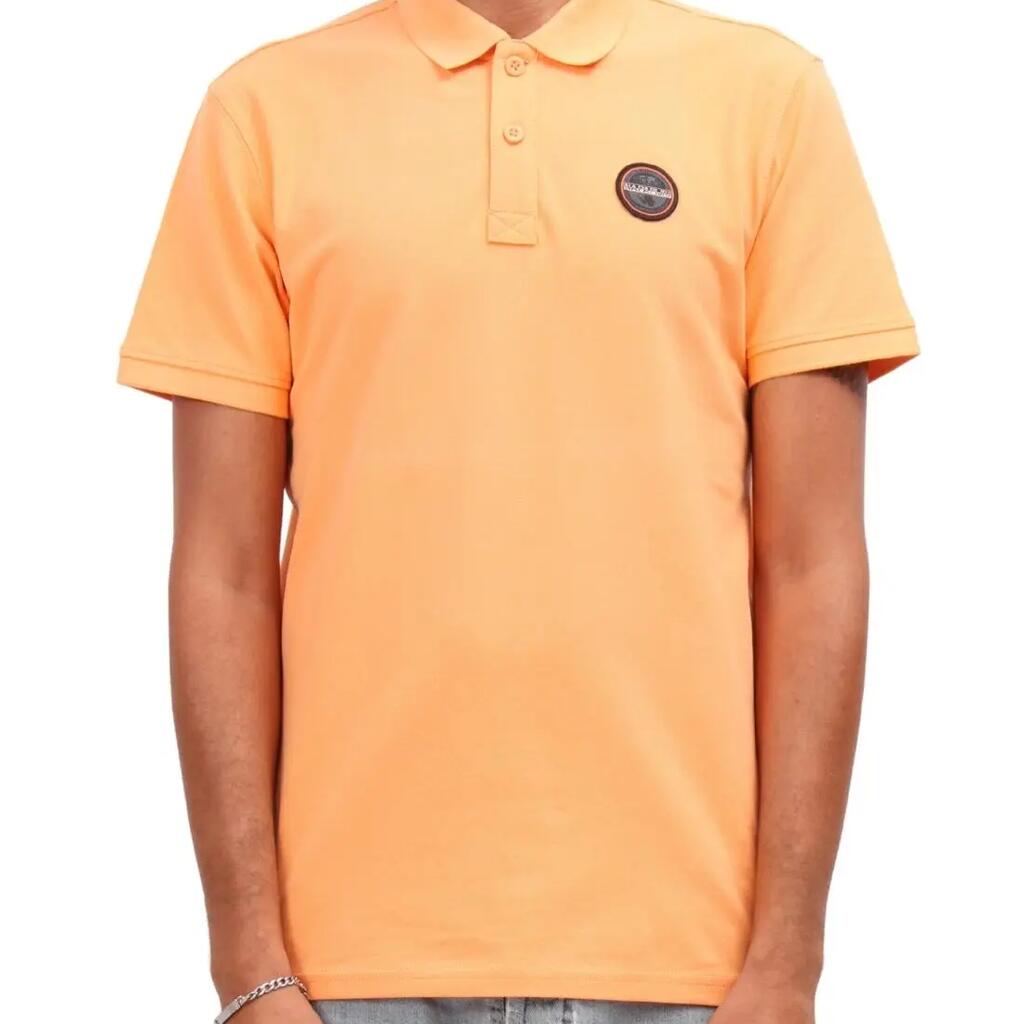 Men's orange cotton mesh polo